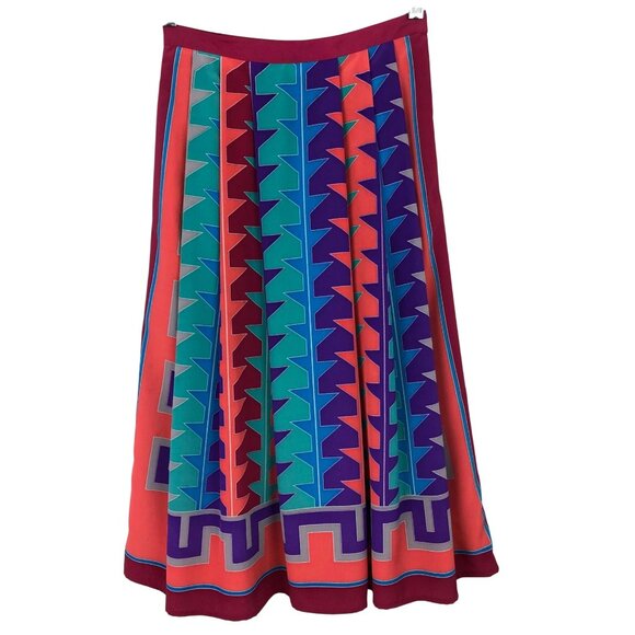 Unbranded Dresses & Skirts - Vintage Womens Size 4 Colorful Geometric Print Skirt 100% Polyester